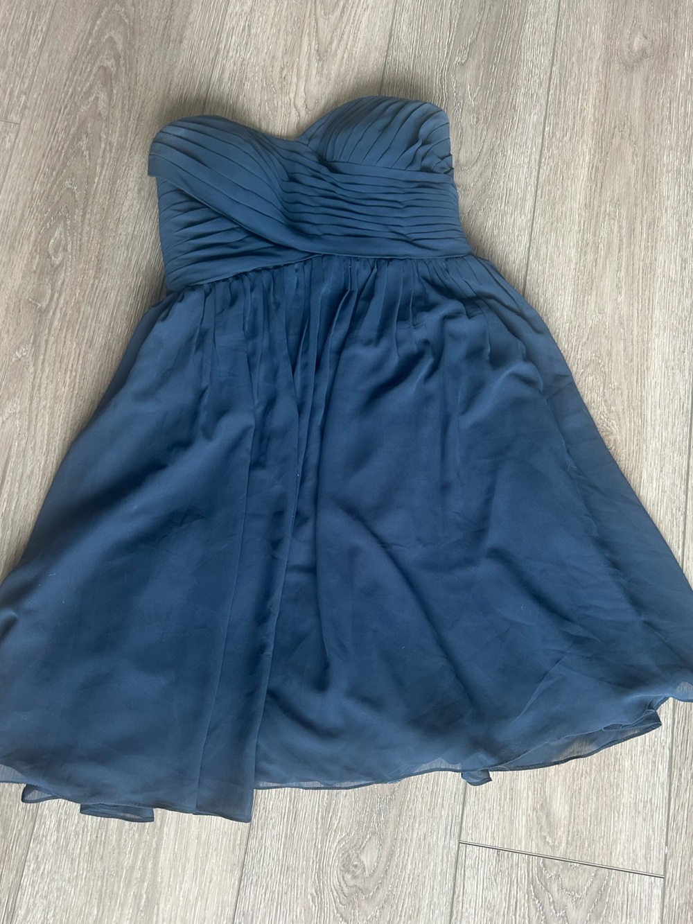 Azazie Strapless Chiffon A-Line Cocktail Dress - Dark Navy / Twilight- Size A12